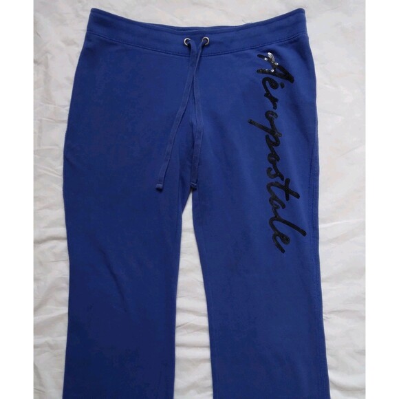 Aeropostale Aero Script Logo Sequins Fit & Flare Sweat Pants Y2K Womens Large - Picture 2 of 13